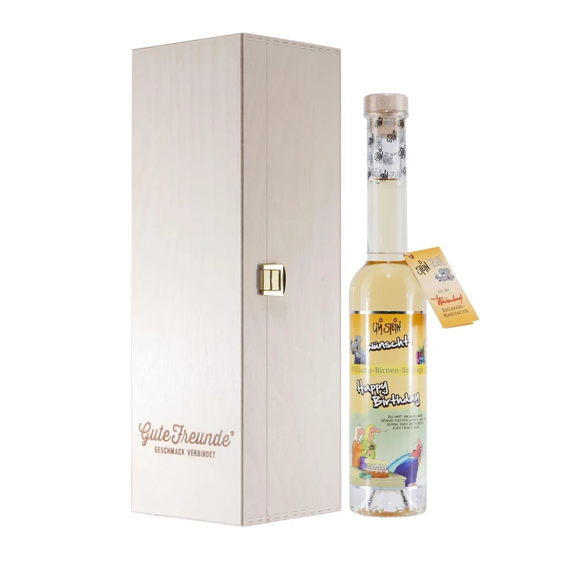 Stein-Zeit "Happy Birthday" Birnen-Schnaps Geschenk-HK