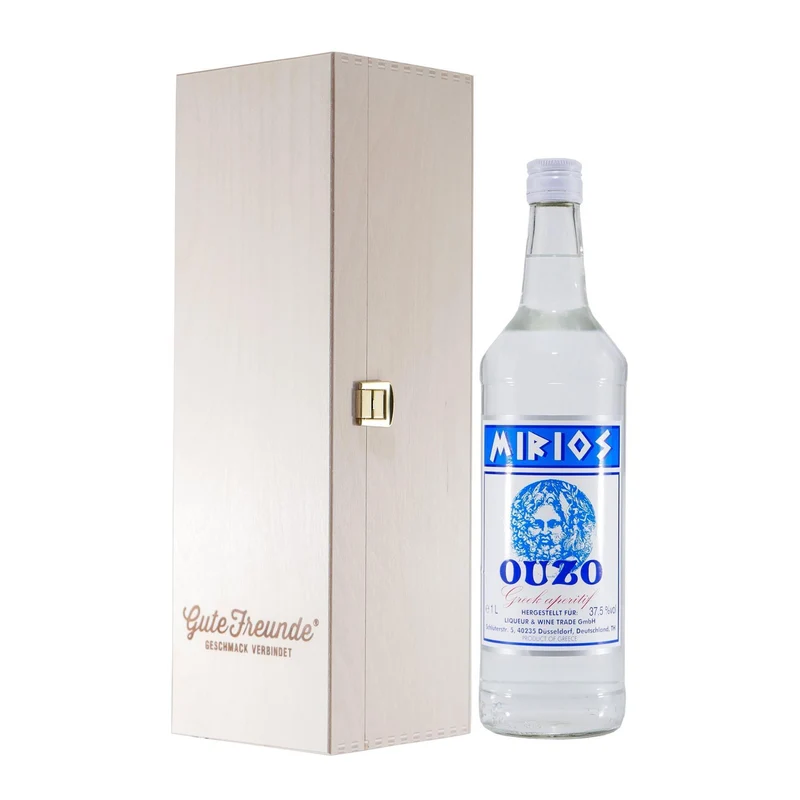 Mirios Ouzo - Greek Aperitif mit Geschenk-Holzkiste