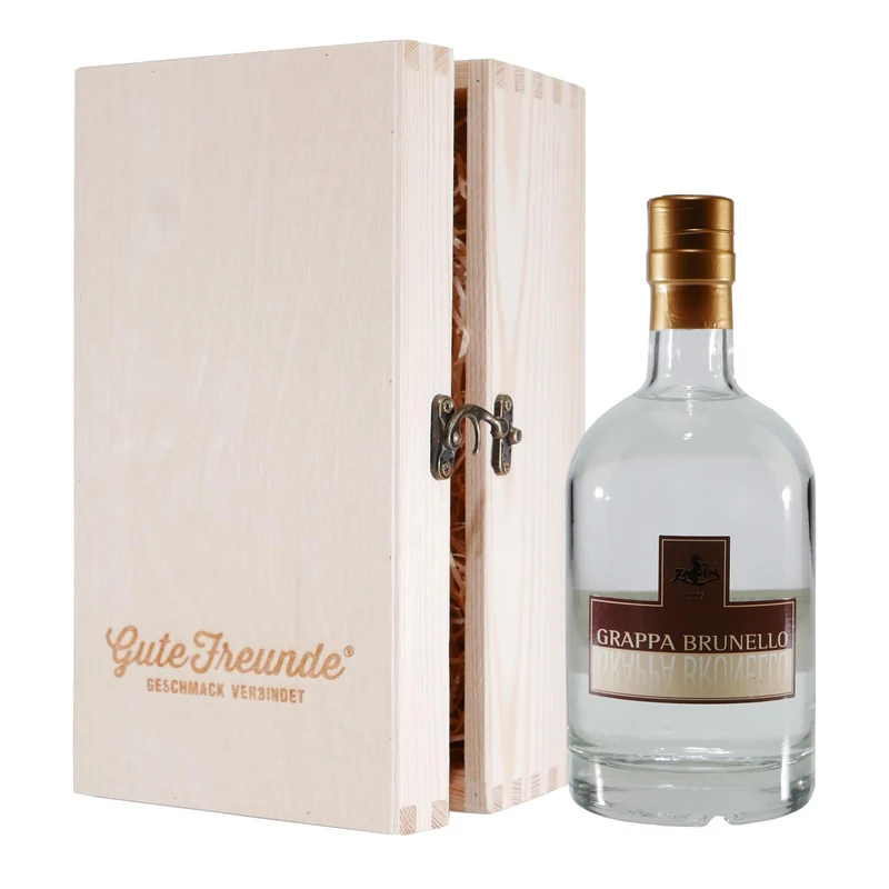 Zanin Grappa Brunello mit Geschenk-Holzkiste