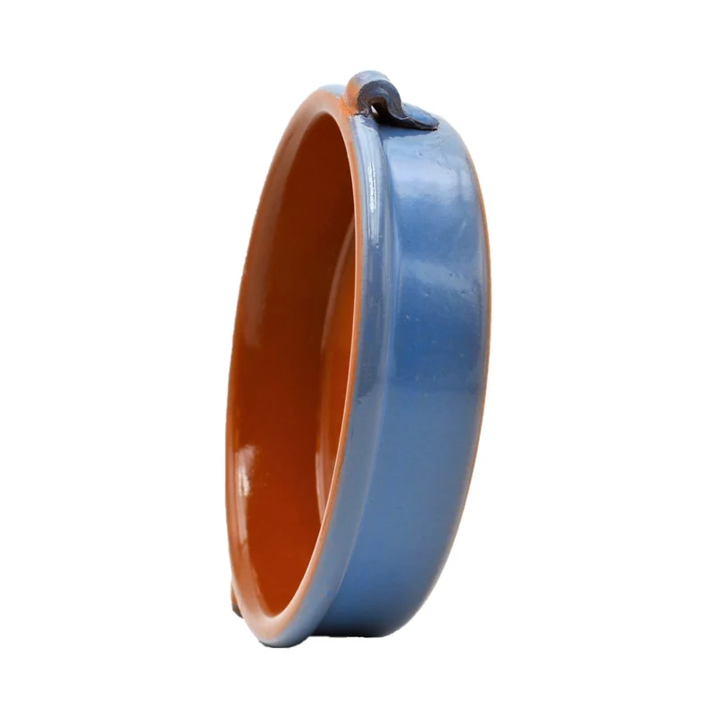 CTB ceramics Cazuela Tonschale blau mit aufgesetzten Griffen 17cm Durchmesser