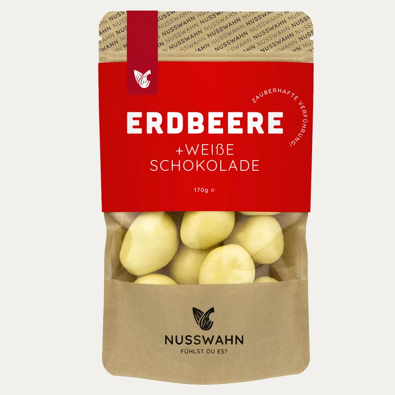 Erdbeere + Weisse Schokolade – Nusswahn – 170 g