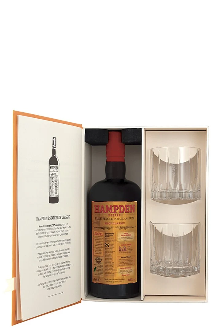 Hampden Estate HLCF Overproof Gaveæske med 2 Glas