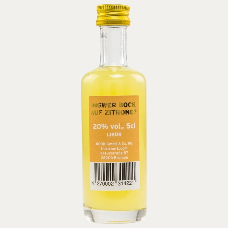 Zitrone-Ingwer Likör – NORK – 50 ml, Mini