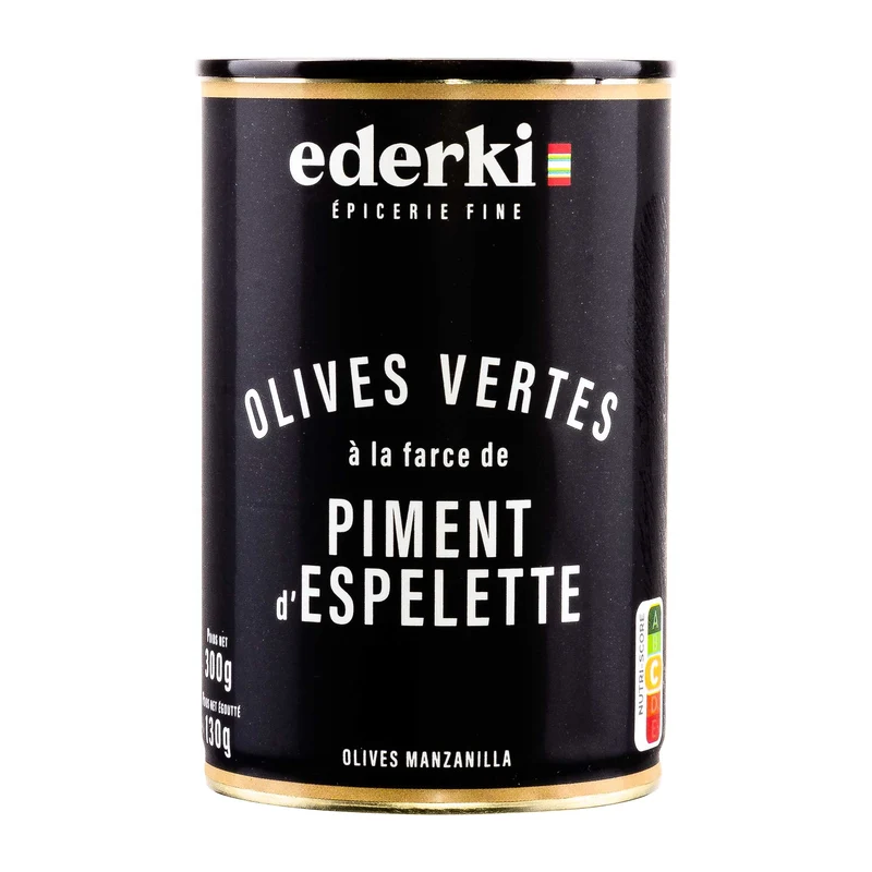grüne Oliven mit Piment d'Espelette