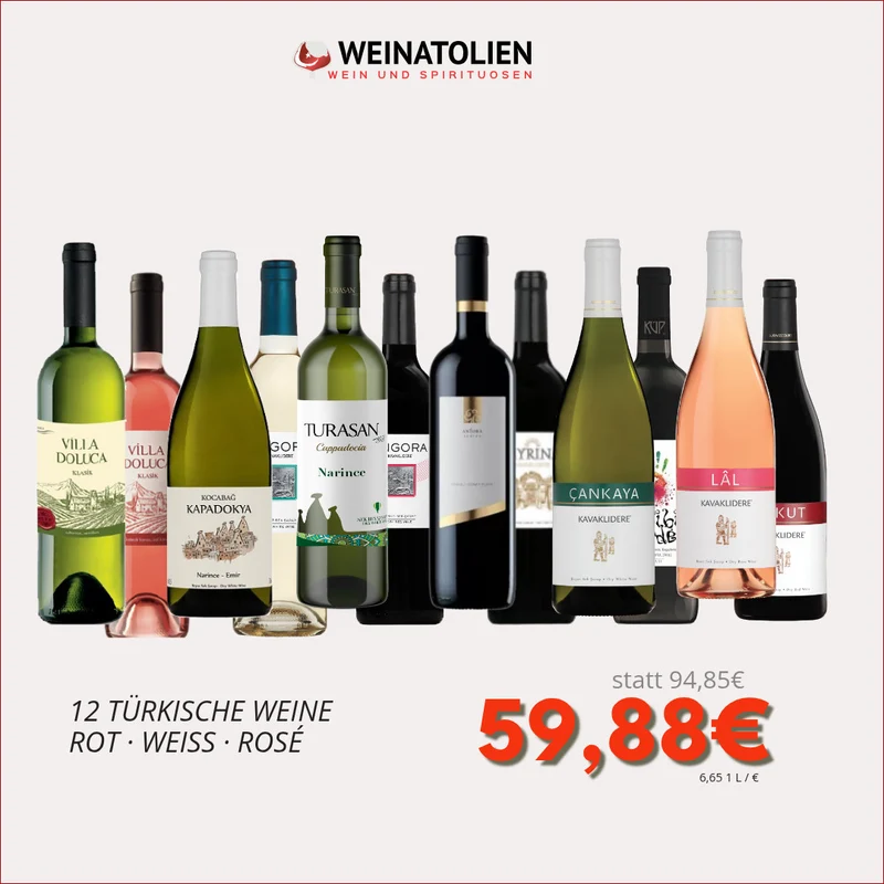 Weinpaket 12 Flaschen – Türkische Weine zum Probieren