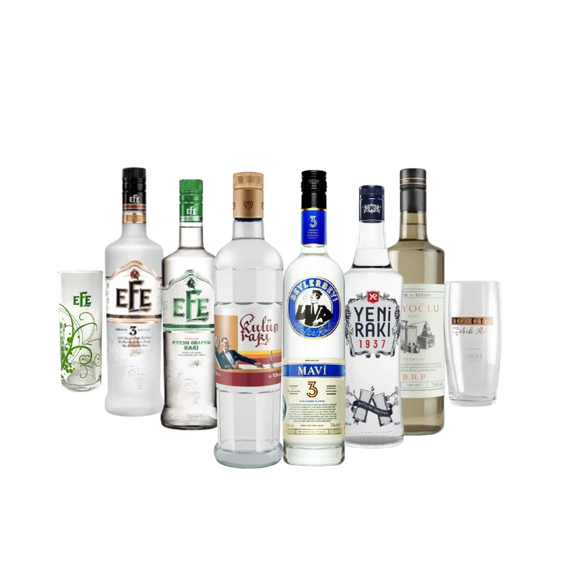 Klassisches Rakı Probierpaket – 6 türkische Rakıs + 2 Gläser