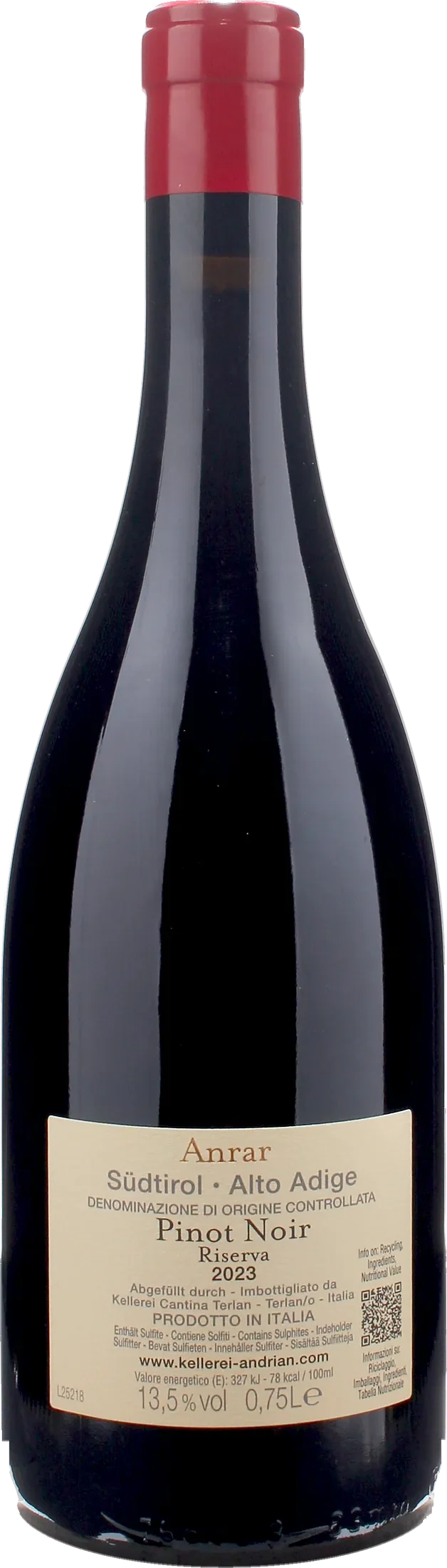 Cantina Andriano Pinot Nero Anrar Riserva 2023
