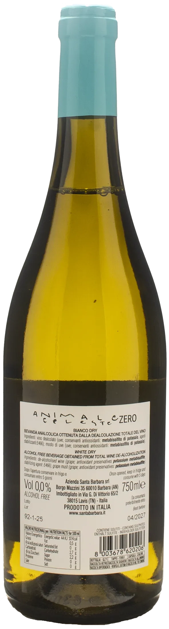 Santa Barbara Stefano Antonucci Animale Celeste Bianco Dry Zero Alcol