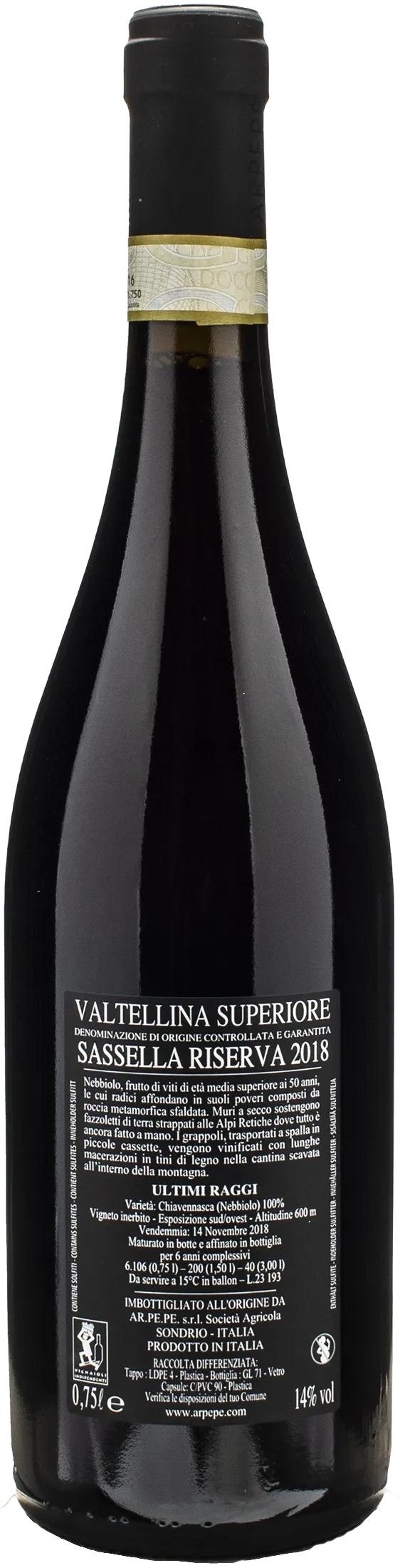 Ar.Pe.Pe Valtellina Superiore Sassella Riserva Ultimi Raggi 2018
