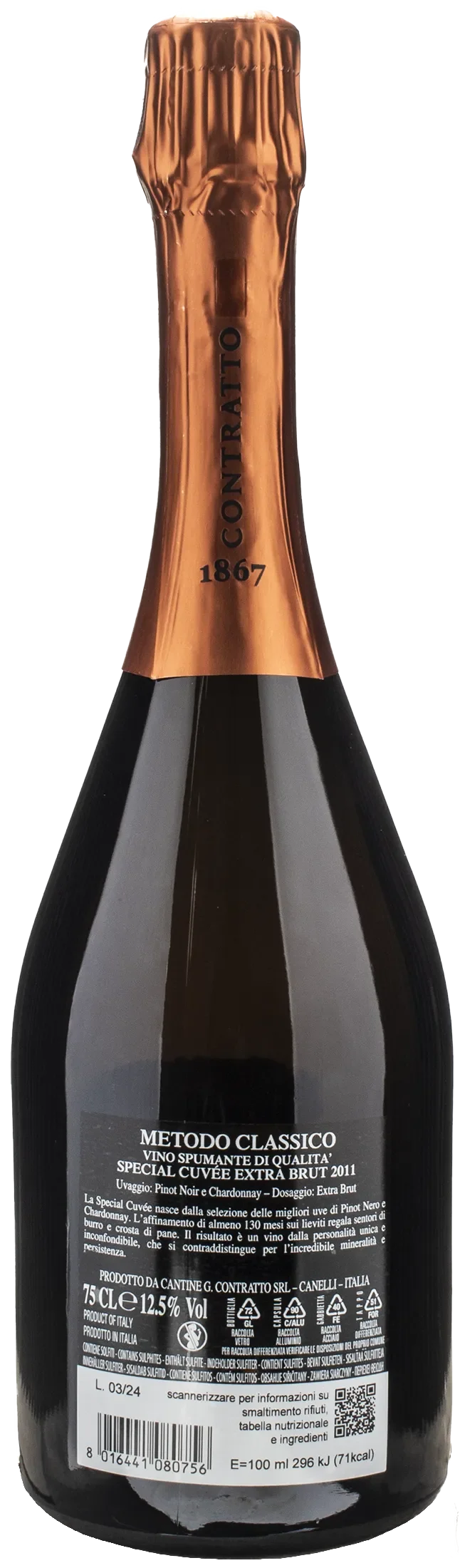 Contratto Special Cuvee Metodo Classico Extra Brut 2011