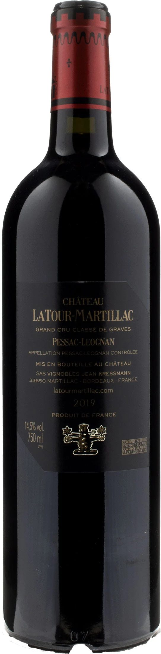 Chateau Latour Martillac Pessac Leognan Grand Cru Classe Rouge 2019