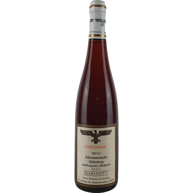 Staatsweingüter Eltville (Kloster Eberbach) - Assmannshäuser Höllenberg Spätburgunder Weißherbst Kabinett Faß Nr. 21 1967 - 0,7 l