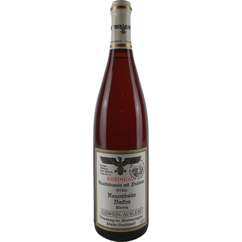 Staatsweingüter Eltville (Kloster Eberbach) - Rauenthaler Baiken Riesling Eiswein-Auslese Versteigerung 1978 - 0,7 l