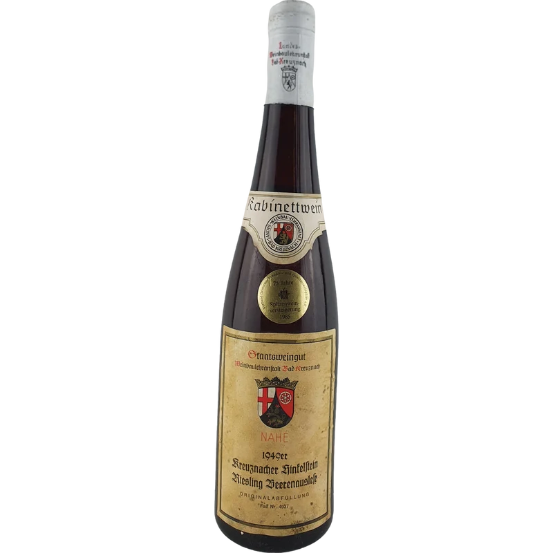 Landes-Weinbau-Lehranstalt Bad Kreuznach (Staatsweingut) - Kreuznacher Hinkelstein Riesling Beerenauslese Versteigerung 1949 - 0,7 l