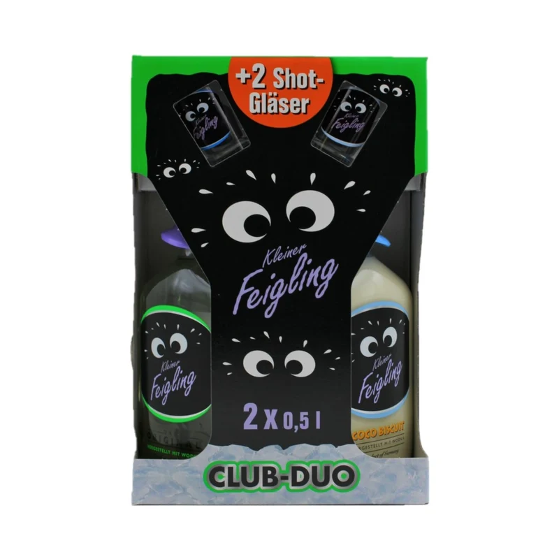 Kleiner Feigling Original + Coco Biscuit inkl. 2 Shot Gläser 2 x 0,5l