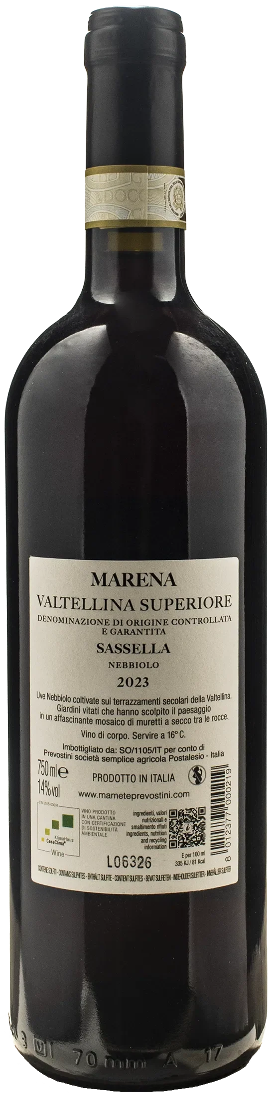Mamete Prevostini Valtellina Superiore Sassella Nebbiolo Marena 2023
