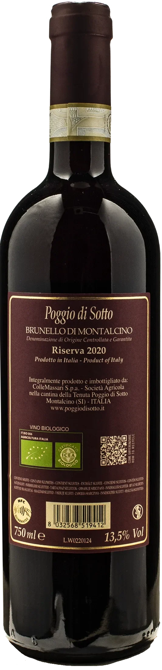 Poggio di Sotto Brunello di Montalcino Riserva 2020
