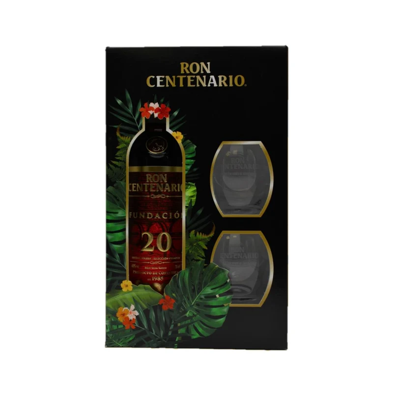 Ron Centenario 20 Fundacion 70cl + 2 Tumbler