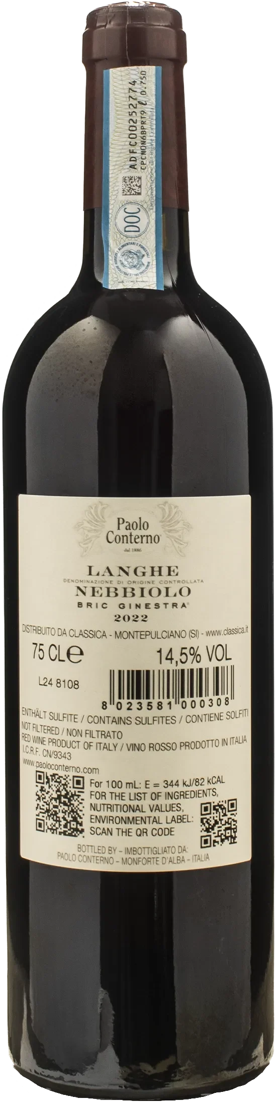 Paolo Conterno Langhe Nebbiolo Bric Ginestra 2022
