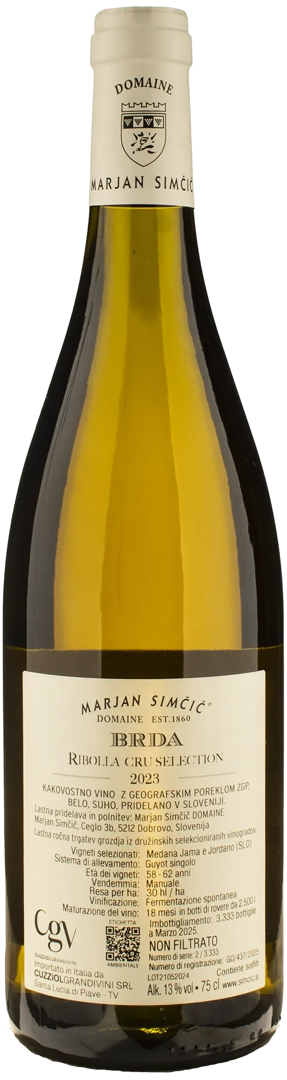 Domaine Marjan Simcic BRDA Cru Selection Ribolla 2023