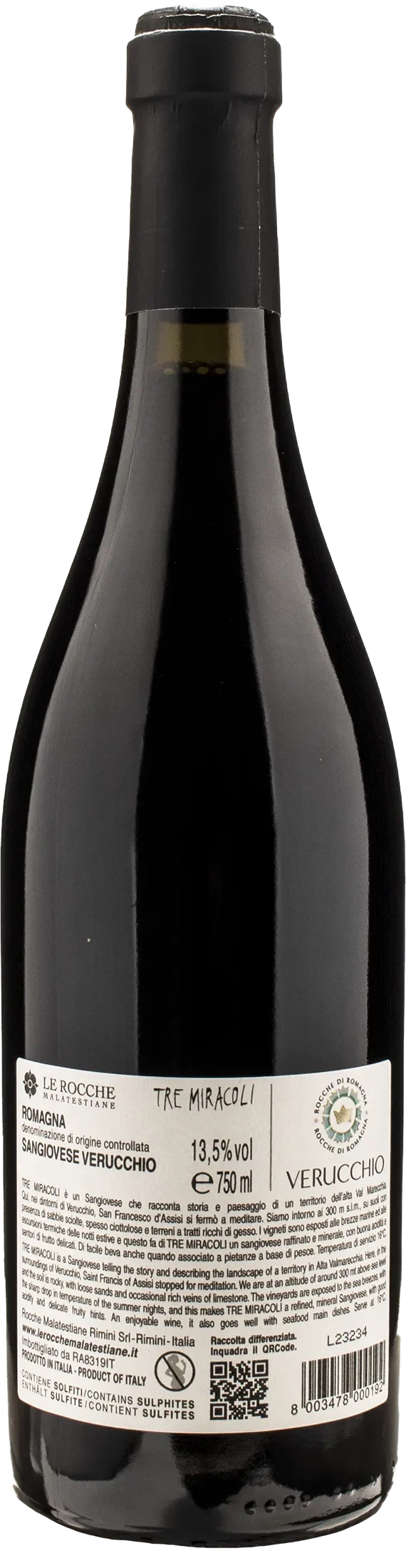 Le Rocche Malatestiane Sangiovese Tre Miracoli 2022