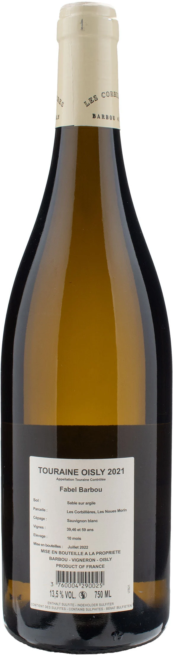 Domaine des Corbillieres Touraine Oisly Fabel Barbou 2021