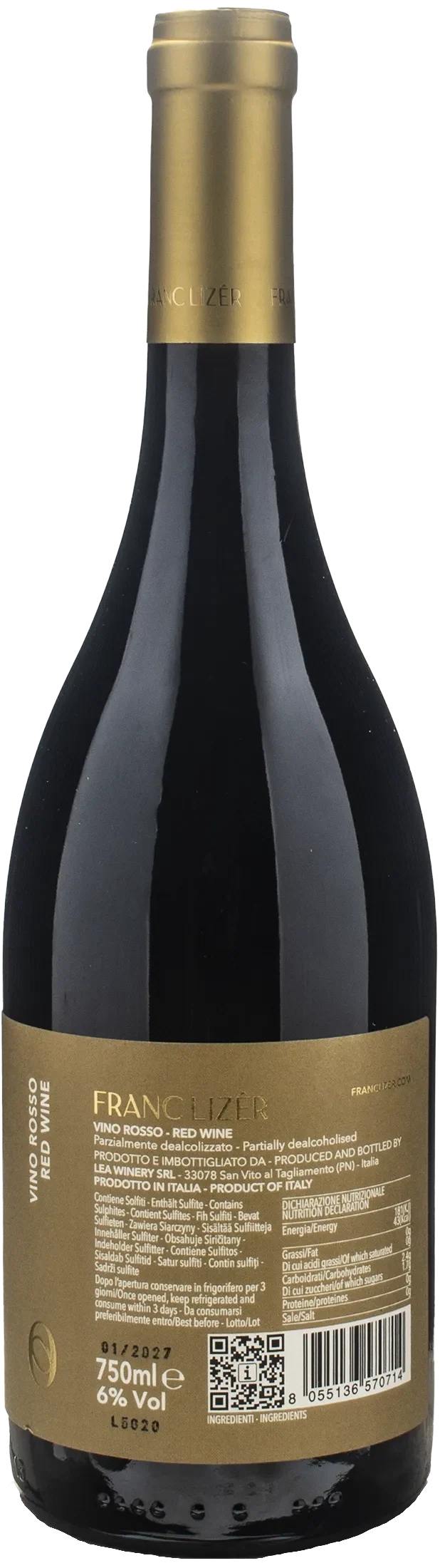 Franc Lizer Vino Rosso Low Alcol