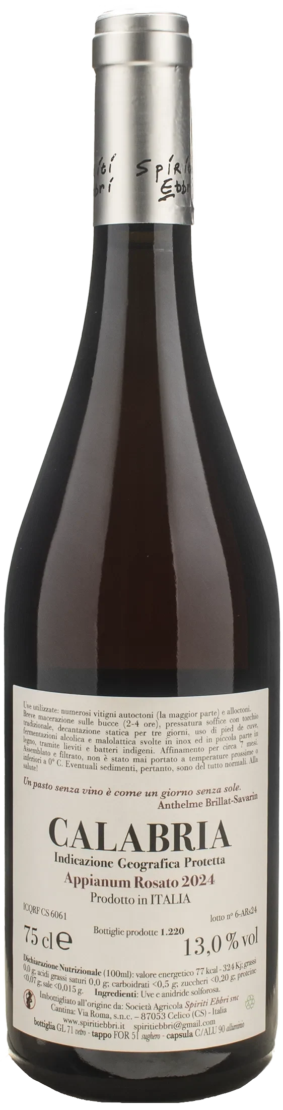 Spiriti Ebbri Calabria Appianum Rosato 2024