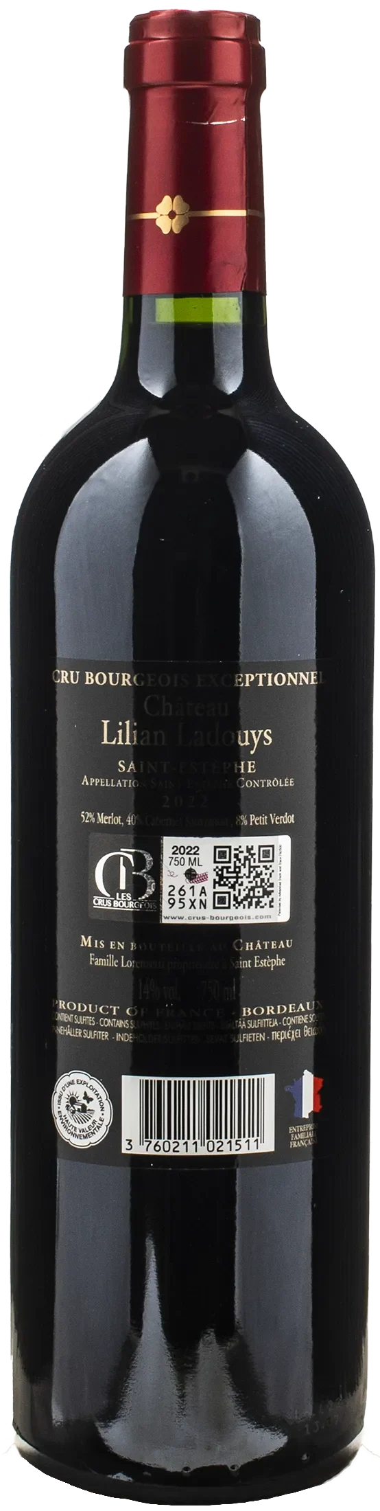 Chateau Lilian Ladouys St. Estephe Rouge Cru Bourgeois Exceptionnel 2022