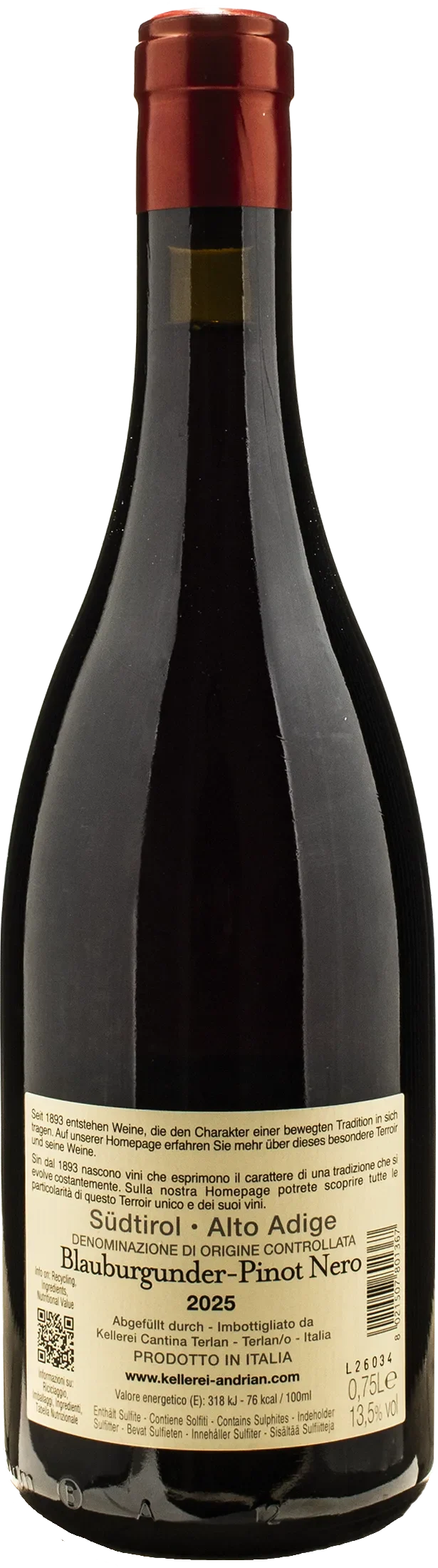 Cantina Andriano Pinot Noir 2025
