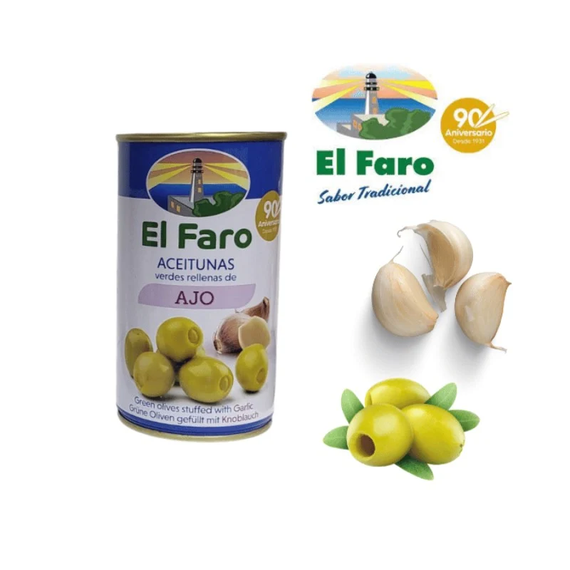 Grüne Oliven gefüllt mit Knoblauch 370 ml